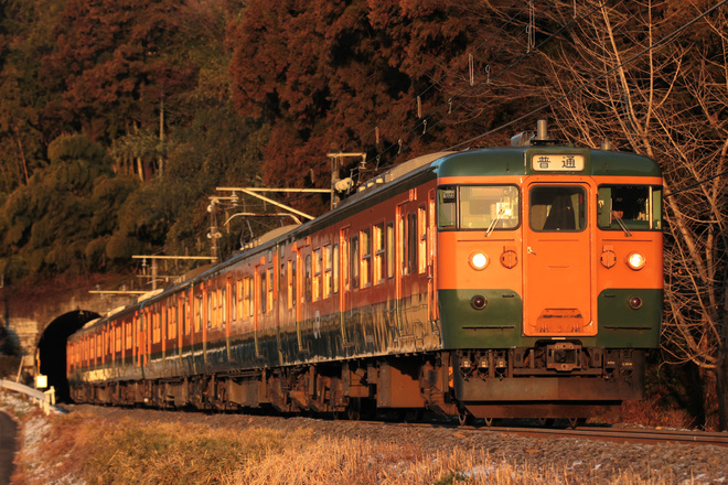 【JR東】吾妻線霜取り列車を115系6連が代走を小野上～祖母島間で撮影した写真