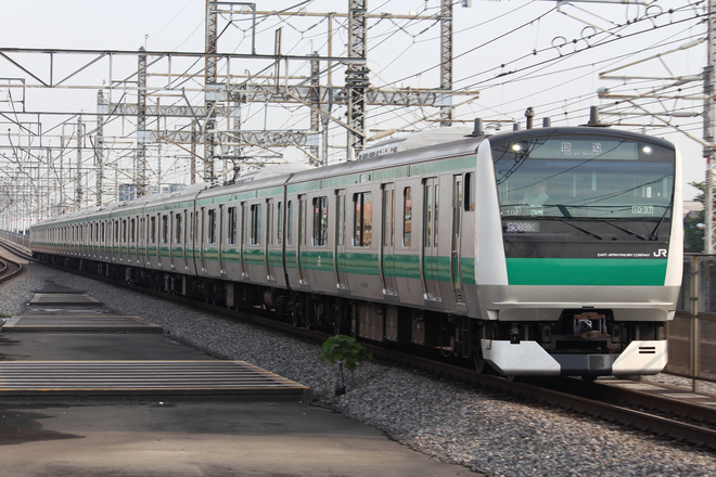 【JR東】E233系ハエ107編成　東京総合車両センター出場を与野本町駅で撮影した写真
