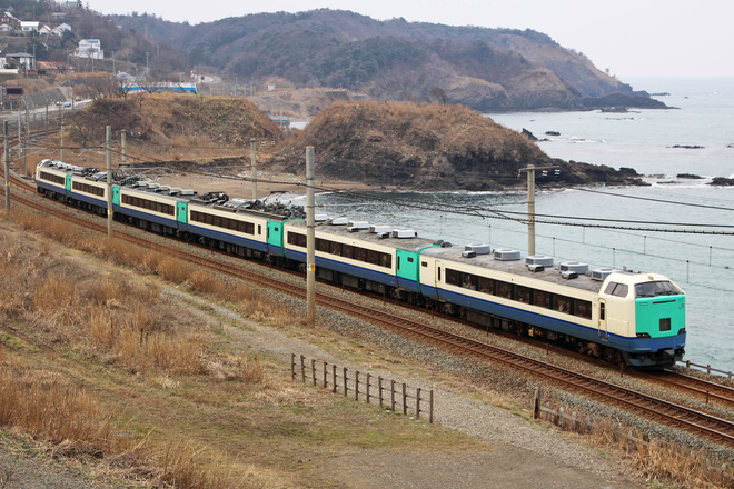 【JR東】「ありがとう485系」運転を青海川～鯨波間で撮影した写真