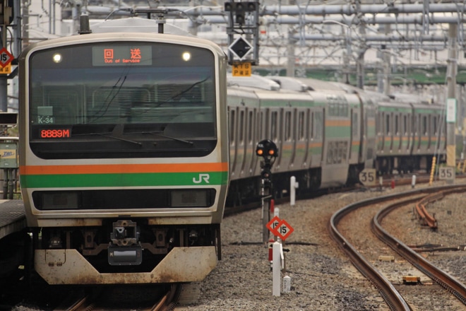 【JR東】E231系コツK-34編成東京総合車両センター出場を大崎駅で撮影した写真