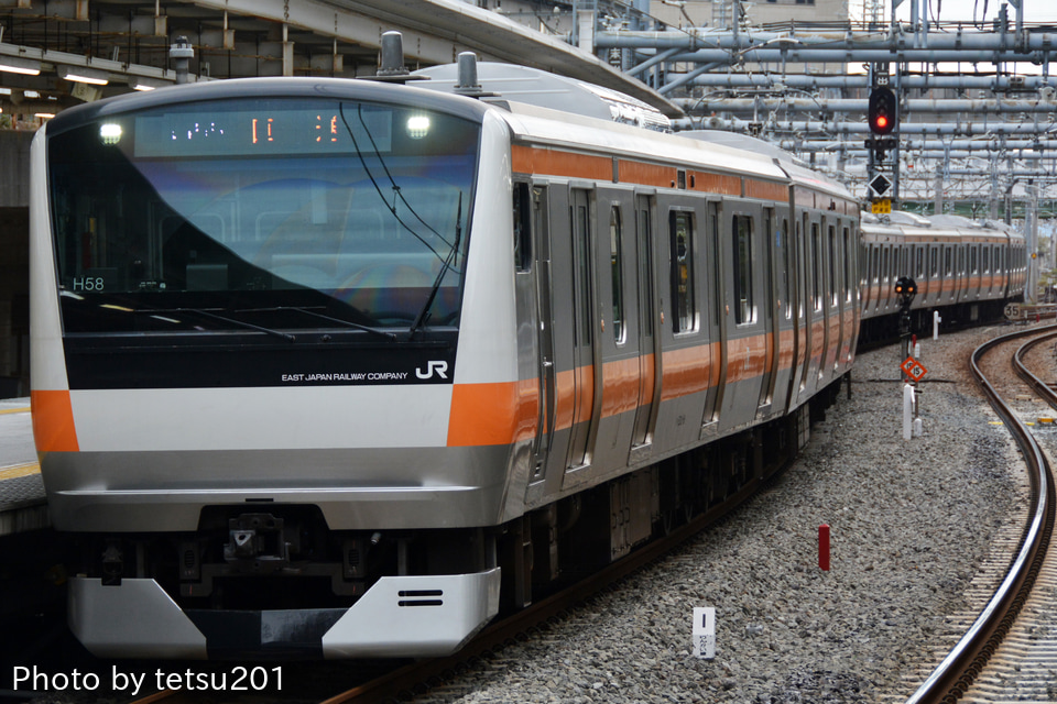 【JR東】E233系H58編成 東京車両センター出場の拡大写真