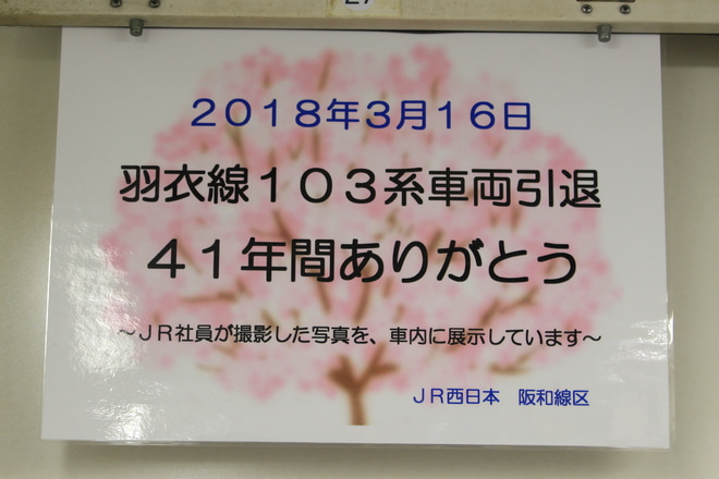 【JR西】羽衣線での103系運用終了を東羽衣駅で撮影した写真