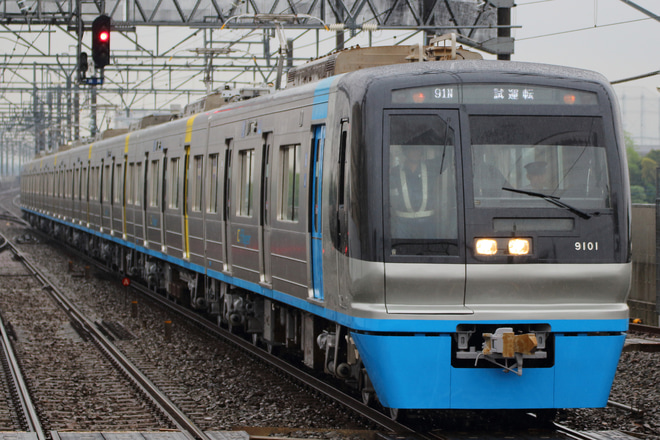 【北総】9100形9108編成出場試運転を新鎌ヶ谷駅で撮影した写真