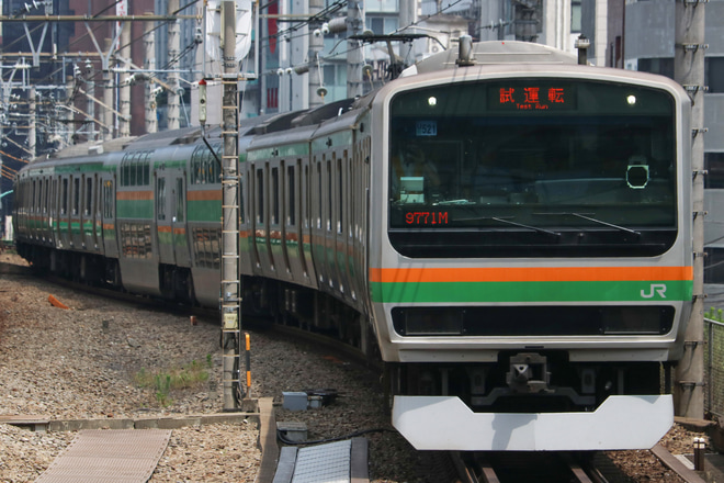 【JR東】E231系ヤマU521編成映像撮影試運転を恵比寿駅で撮影した写真