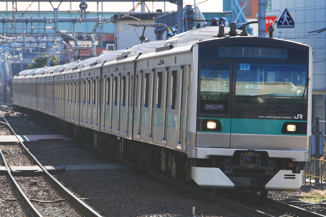 【JR東】E233系マト17編成 東京総合車両センター出場試運転を北千住駅で撮影した写真