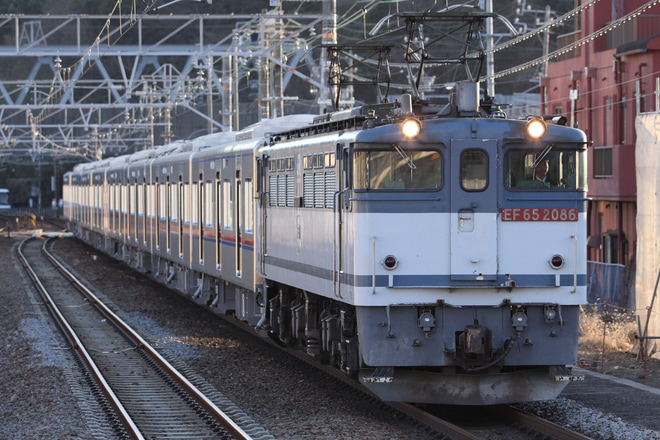 【京成】3000形3041編成甲種輸送を富士川駅で撮影した写真
