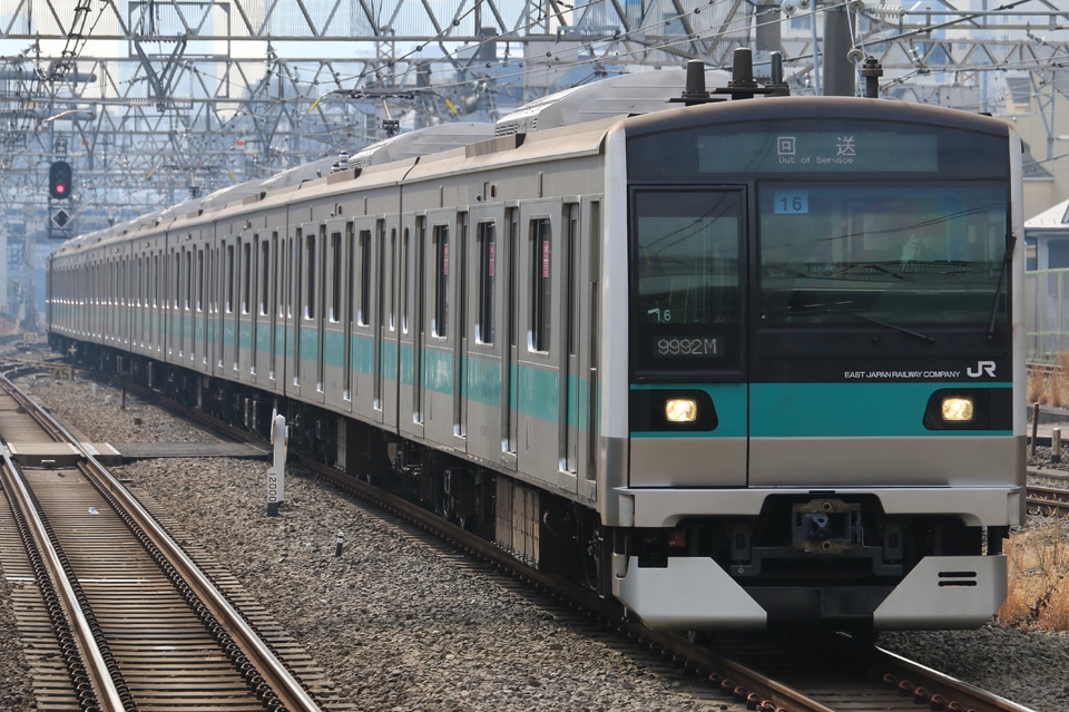 【JR東】E233系マト16編成 東京総合車両センター出場試運転の拡大写真
