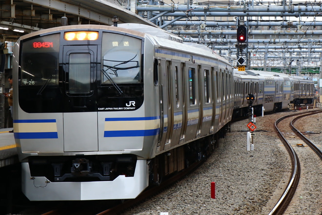 【JR東】E217系クラY-26編成 東京総合車両センター出場を大崎駅で撮影した写真