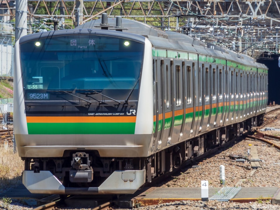 【JR東】E233系E-55編成使用の伊豆Beer Train運転の拡大写真