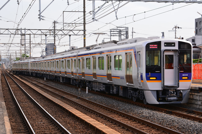 【南海】8300系8310F+8711Fが千代田工場へ回送を浜寺公園駅で撮影した写真
