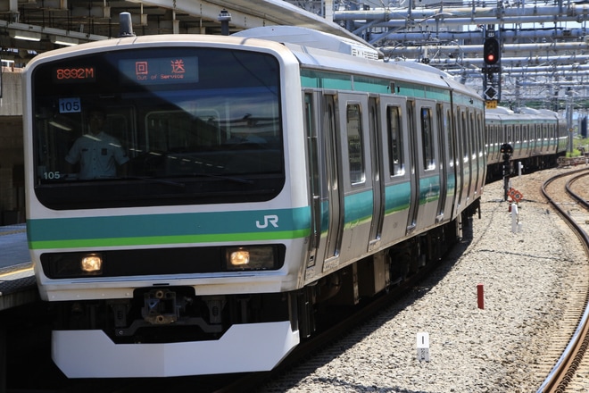 【JR東】E231系マト105編成 東京総合車両センター出場を大崎駅で撮影した写真
