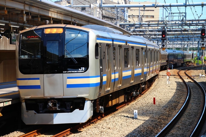 【JR東】E217系クラY-28編成 東京総合車両センター出場を大崎駅で撮影した写真