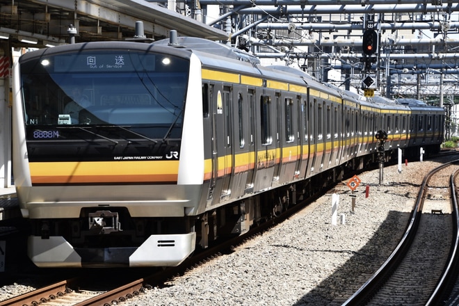 【JR東】E233系ナハN1編成 東京総合車両センター出場を大崎駅で撮影した写真