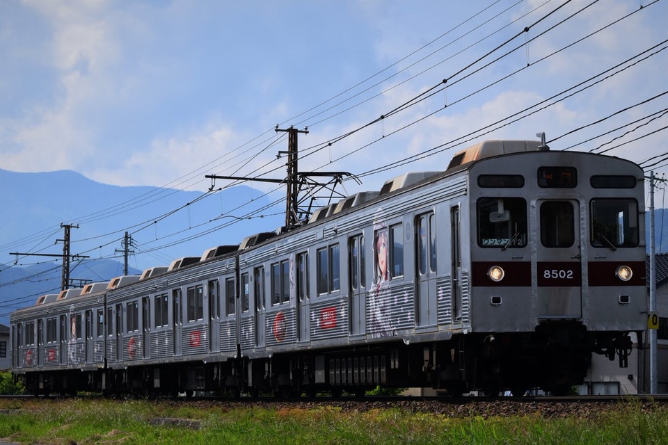 【長電】8500系朝陽さくらラッピング電車運行開始の拡大写真