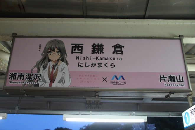 【湘モノ】「青春ブタ野郎はゆめみる少女の夢を見ない」ヘッドマークを西鎌倉駅で撮影した写真