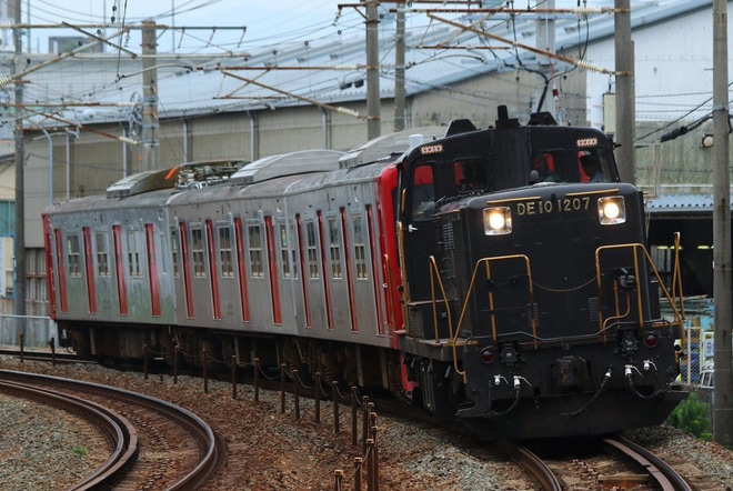 【JR九】103系E18編成 小倉総合車両センター入場を多々良駅で撮影した写真
