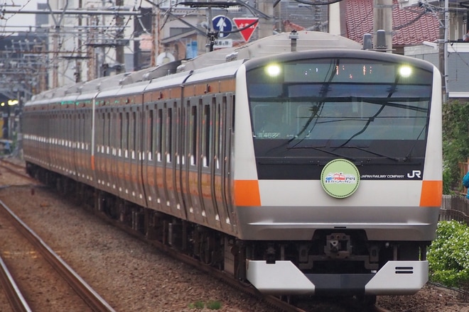 【JR東】E233系トタ青463編成が「東京アドベンチャーライン」仕様にを中神駅で撮影した写真