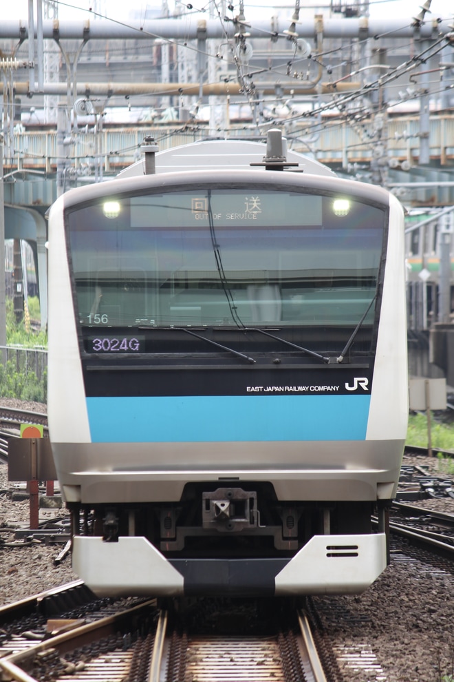 【JR東】E233系サイ156編成 東京総合車両センター出場を大崎駅で撮影した写真