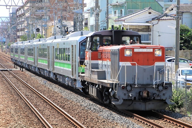【JR北】H100形H100-3〜8甲種輸送を甲南山手駅で撮影した写真