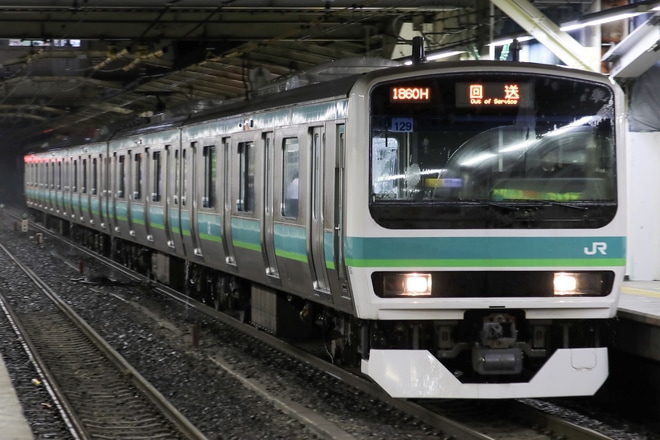 【JR東】E231系マト129編成　臨時回送を松戸駅で撮影した写真