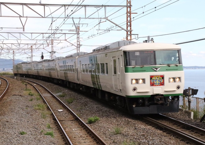 【JR東】185系B5編成使用「南伊豆町 伊勢海老列車」運転を根府川駅で撮影した写真