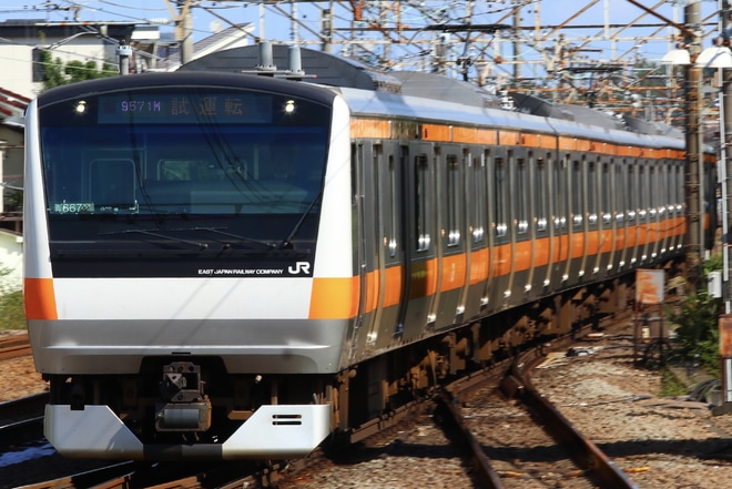 【JR東】E233系青667編成中央線内試運転を豊田駅で撮影した写真