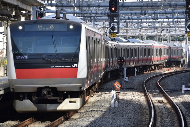 【JR東】E233系ケヨ515編成 東京総合車両センター出場を大崎駅で撮影した写真
