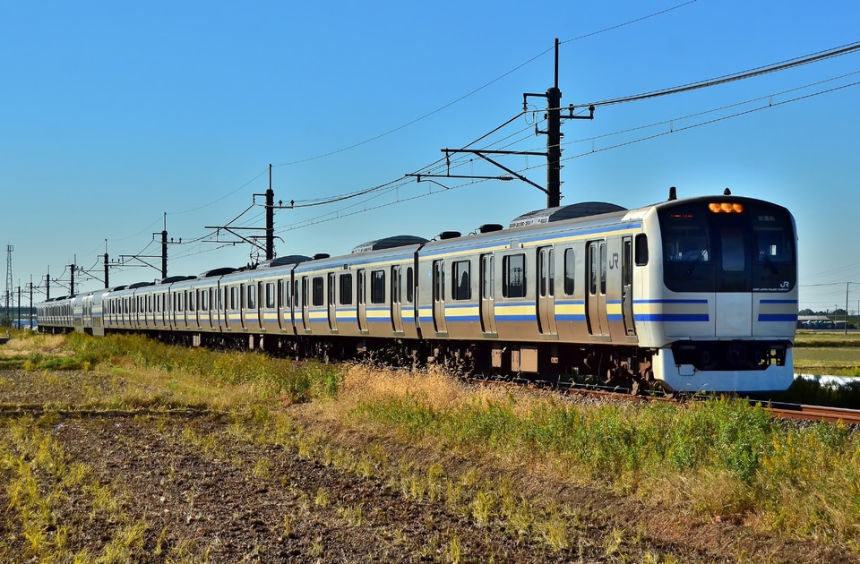 【JR東】E217系11連鹿島線で試運転の拡大写真