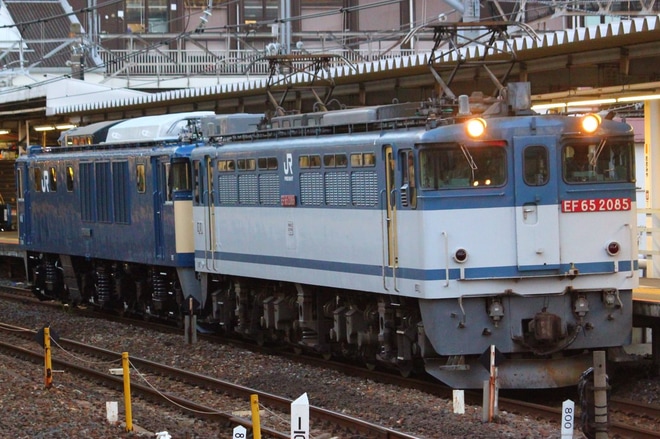 【JR貨】EF64-1036国鉄色で大宮車両所出場を大宮駅で撮影した写真