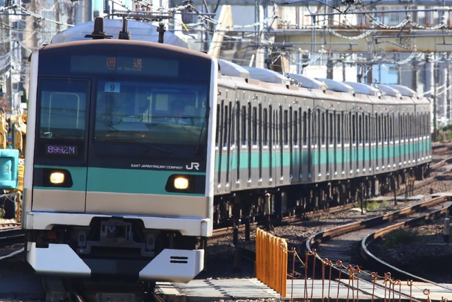 【JR東】E233系マト9編成 東京総合車両センター出場を渋谷駅で撮影した写真