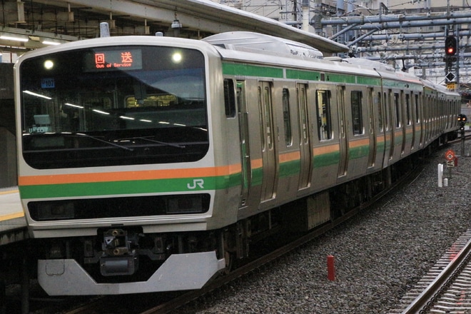 【JR東】E231系U-107編成東京総合車両センター出場回送を大崎駅で撮影した写真