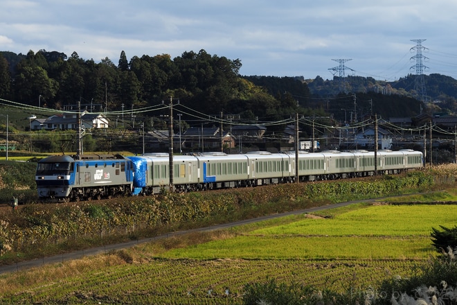 【西武】西武001系「Laview」F編成甲種輸送を菊川～金谷間で撮影した写真