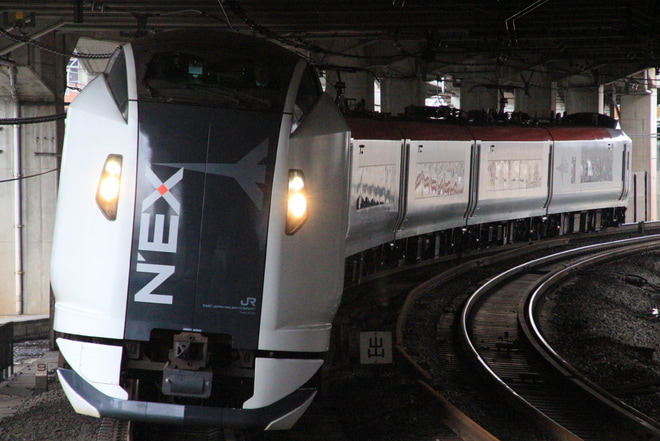 【JR東】E259系クラNe008編成 大宮総合車両センター入場を赤羽駅で撮影した写真