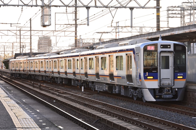 【南海】8300系8315Fが千代田工場へ回送を浜寺公園駅で撮影した写真