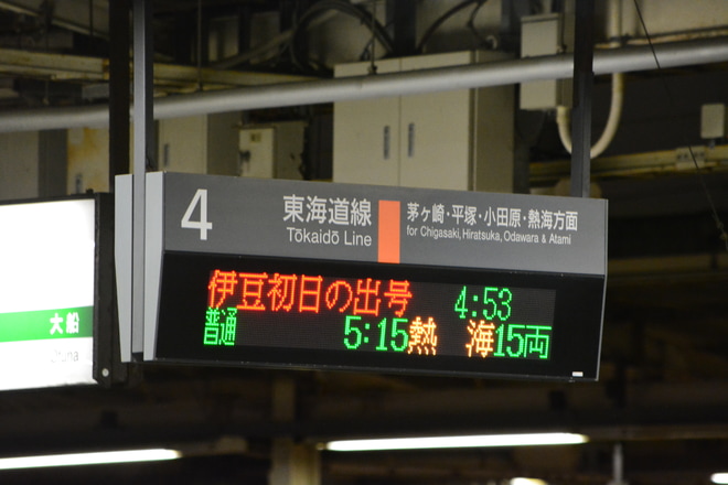 【JR東】185系B5編成使用の快速伊豆初日の出号を藤沢駅で撮影した写真