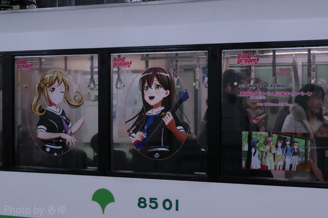 【都営】都電8501F『BanG Dream!3rd Season』コラボHMを大塚駅前電停で撮影した写真
