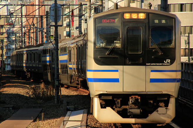 【JR東】E217系Y-33編成東京総合車両センター入場回送を恵比寿駅で撮影した写真
