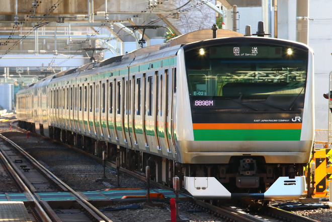 【JR東】E233系コツE-02編成 東京総合車両センター入場を西大井駅で撮影した写真