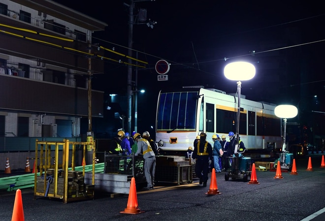 【阪堺】新型トラム1101形1101号車搬入を不明で撮影した写真