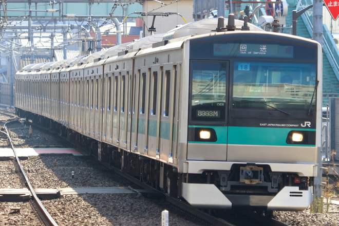 【JR東】E233系マト18編成東京総合車両センター出場を北千住駅で撮影した写真