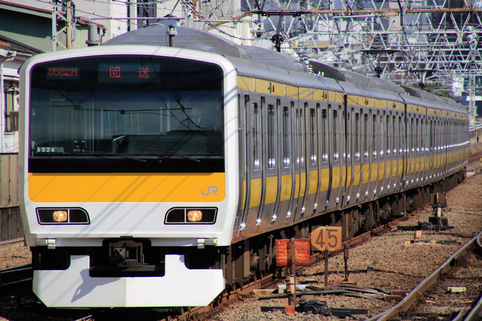 【JR東】E231系A524編成車輪転削返却回送の拡大写真