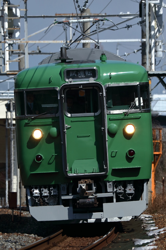 【JR西】113系S5編成 吹田総合車両所出場試運転を長岡京～山崎間で撮影した写真
