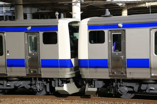 【JR東】E531系K483+K482編成 J-TREC横浜製作所出場試運転を鶴見駅で撮影した写真