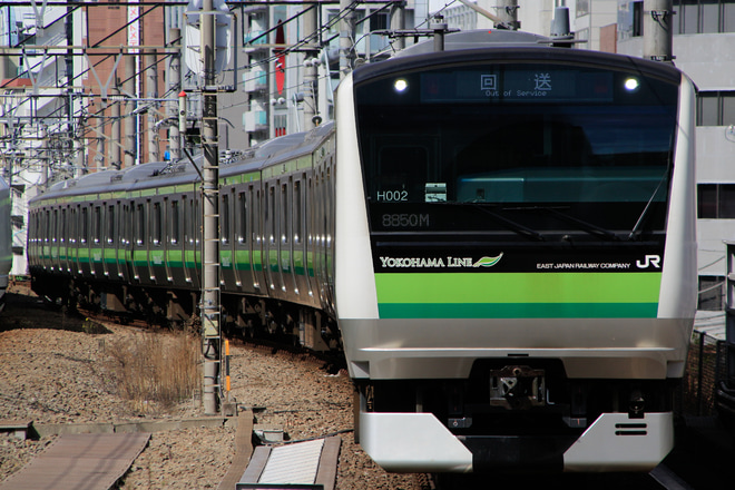【JR東】E233系H002編成東京総合車両センター出場回送を恵比寿駅で撮影した写真