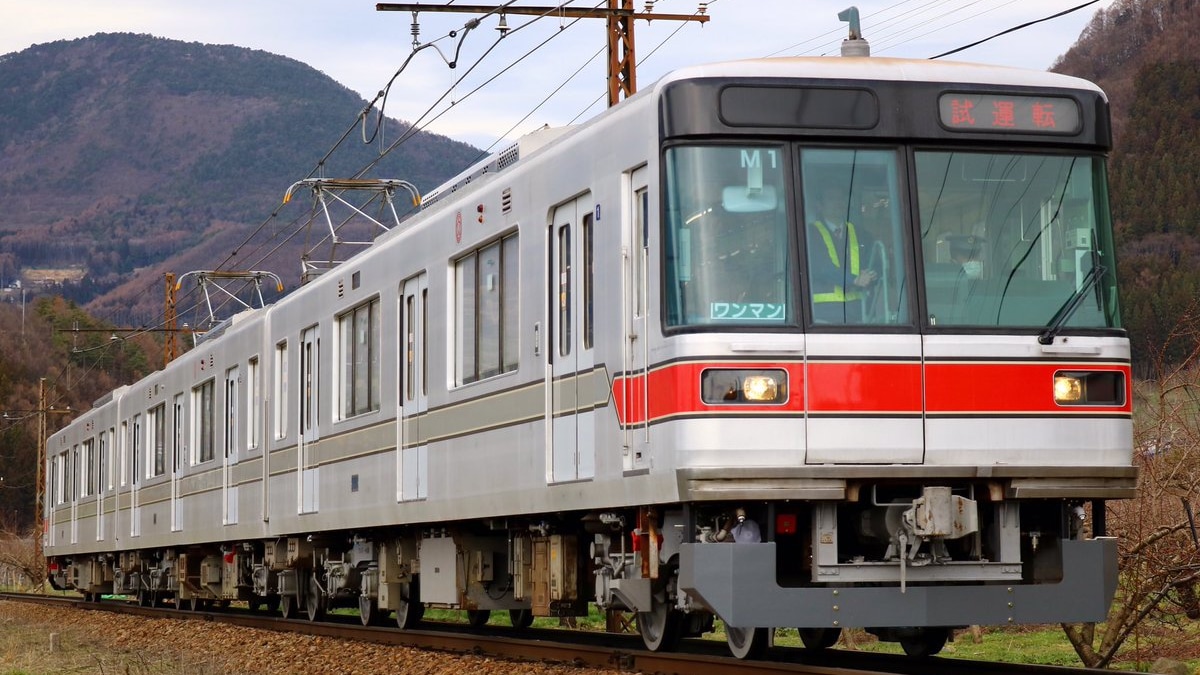 長電 3000系 M1編成前面帯が赤色になって初の試運転 2nd Train鉄道