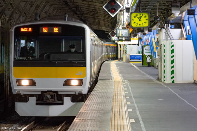 【JR東】中央・総武線TASC確認に伴う夜間試運転を水道橋駅で撮影した写真