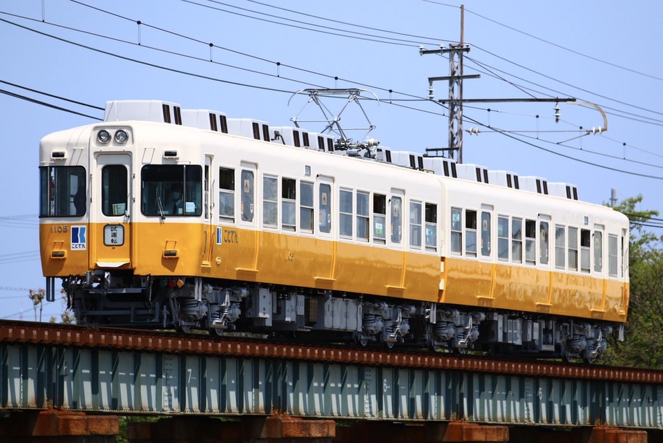 【ことでん】1100形1105F仏生山工場出場試運転の拡大写真