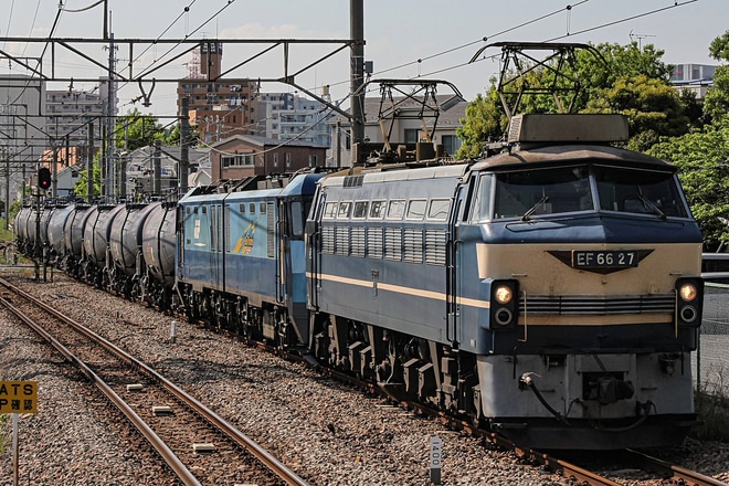 【JR貨】EF66-27牽引の8794レにムドEH200-10連結を川崎新町駅で撮影した写真