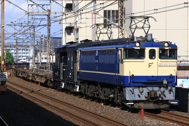 【JR貨】ヨ8000形甲種輸送終了に伴う返却回送を亀有駅で撮影した写真