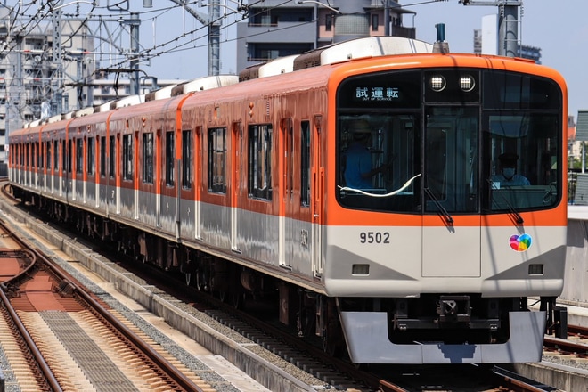 【阪神】9300系9501Fフルユニット出場試運転を青木駅で撮影した写真